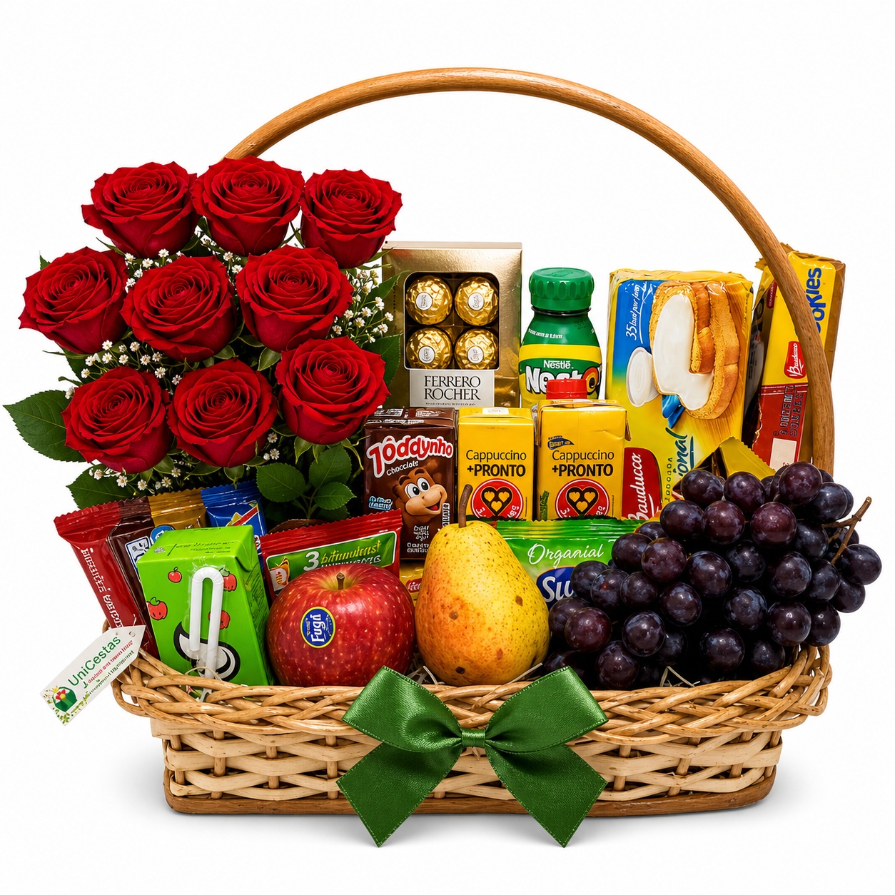 cesta-cafe-da-manha-nove-rosas-fundo-branco-profissional