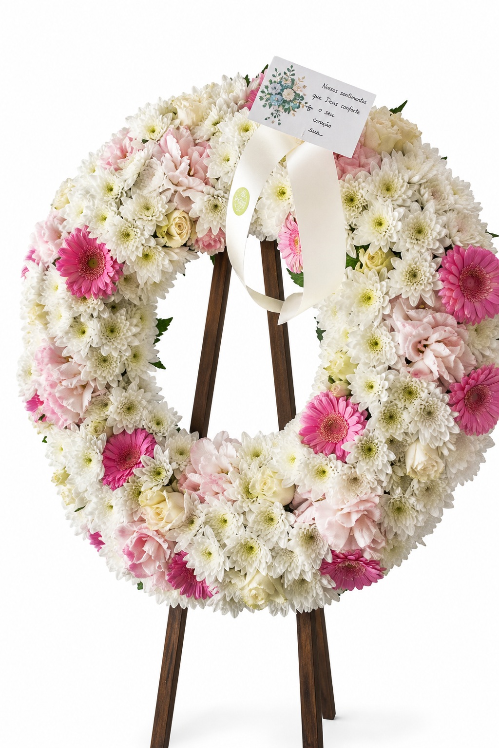 Coroa de Condolências Nº 5 Entregamos Hoje! Coroa de Condolências para entrega em Portugal com compra online simples e apresentação cuidada.