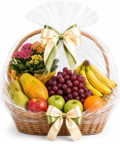 Cesta de Frutas "Feliz dia pra você com Flores!"