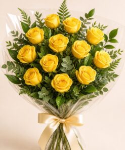 Entregamos Hoje! Bouquet Tradicional 12 rosas amarelas para entrega em Portugal com compra online simples e apresentação cuidada.